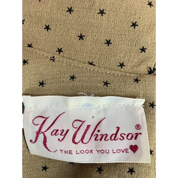 Large Kay Windsor Vintage 1970s Polyester Dress Micro Star Print Point Collar - Picture 8 of 9